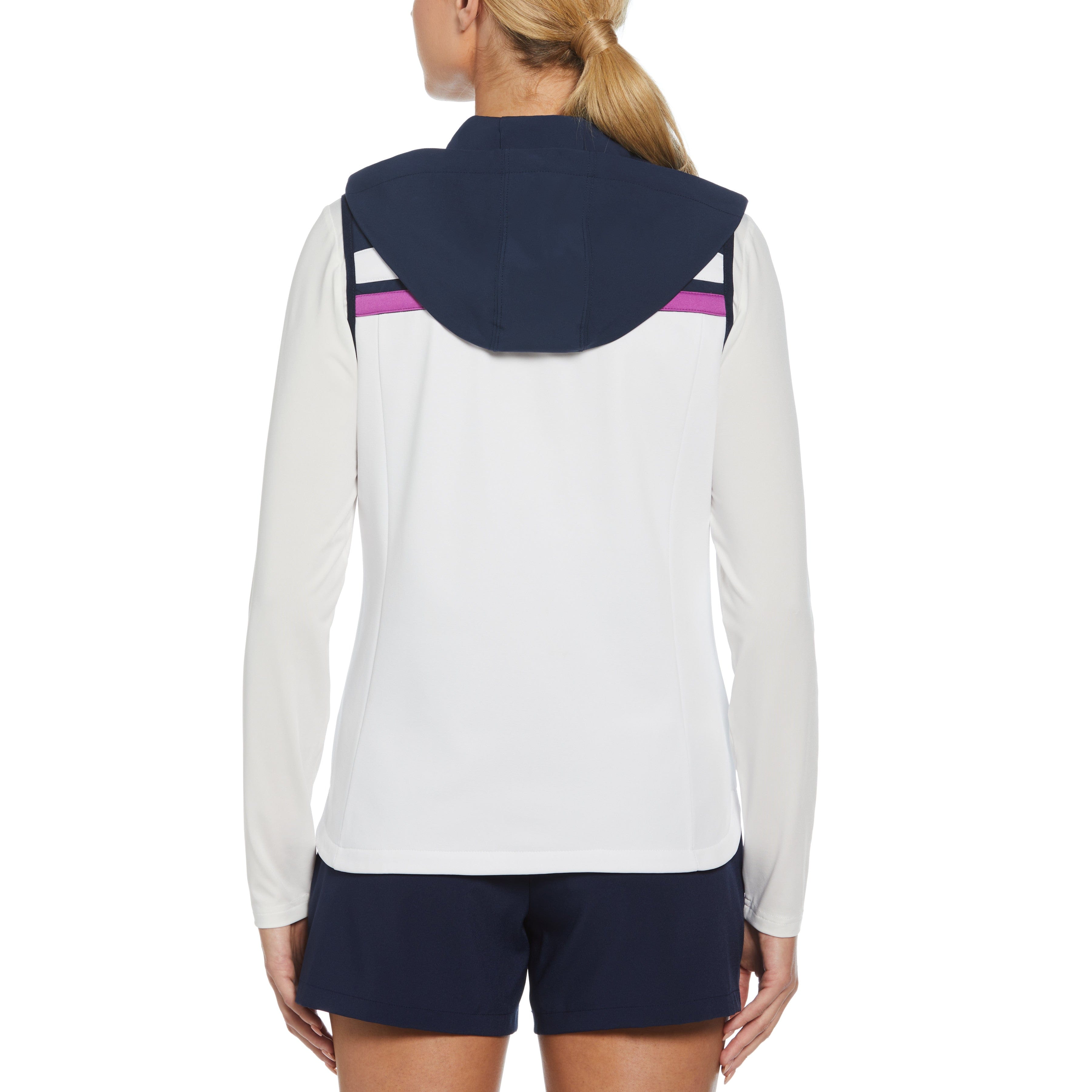 Women's Color Block Hooded Full Zip Vest