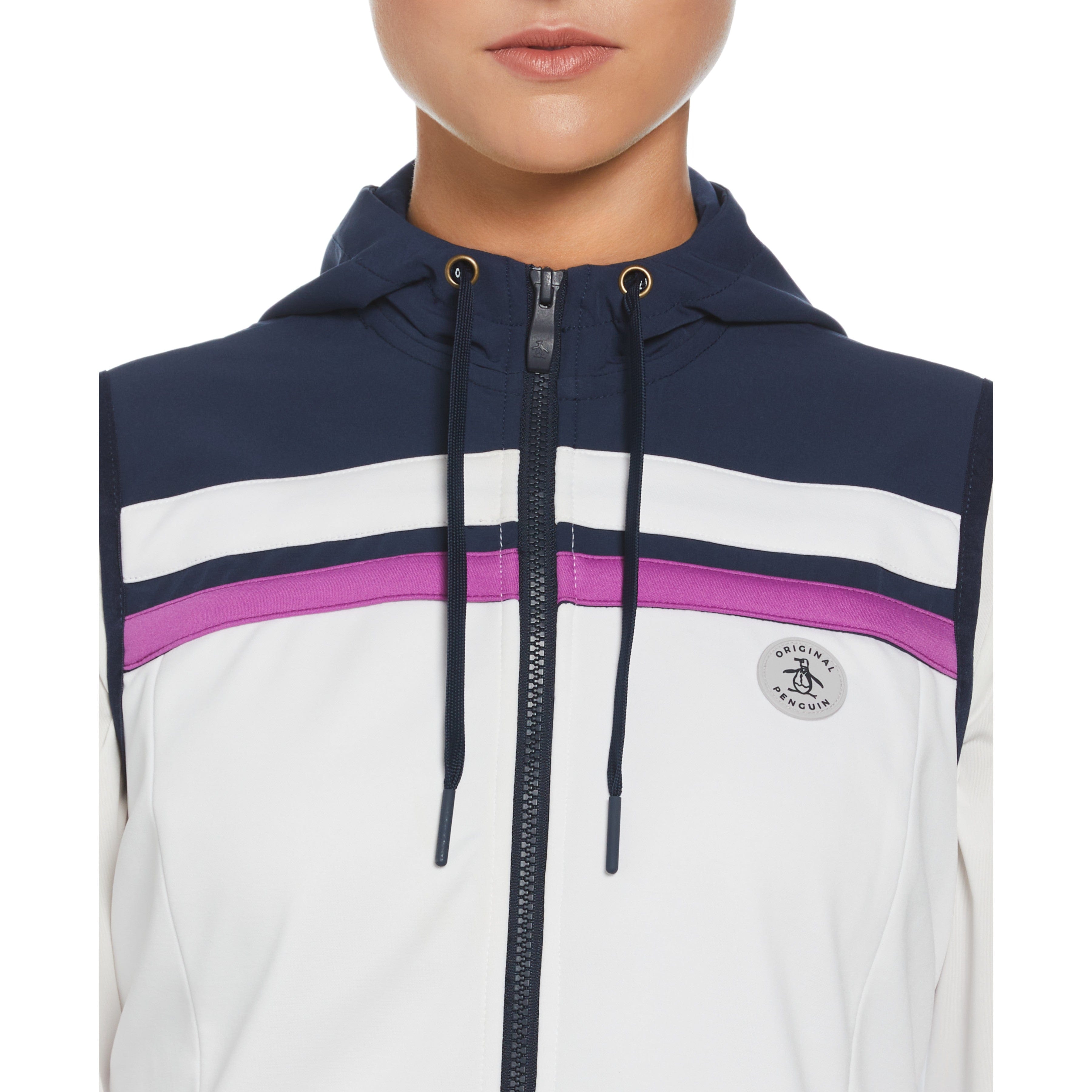Women's Color Block Hooded Full Zip Vest